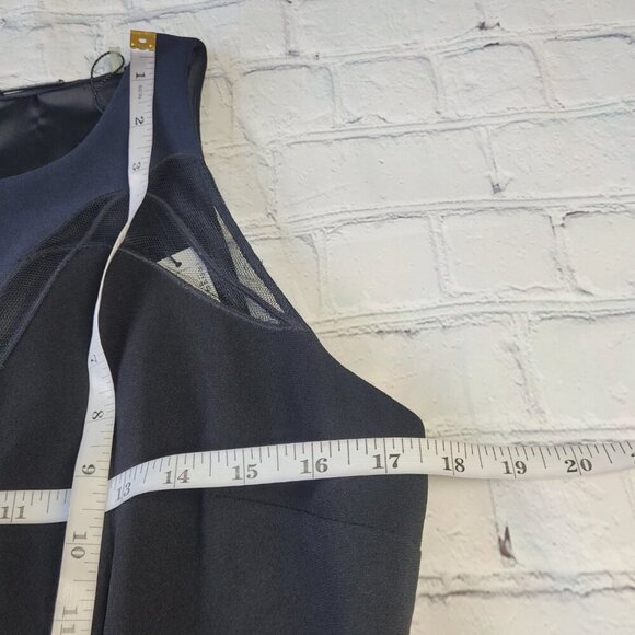 NWT E. Tahari black with navy detail sleeveless midi sheath dress size 8 - Picture 4 of 15